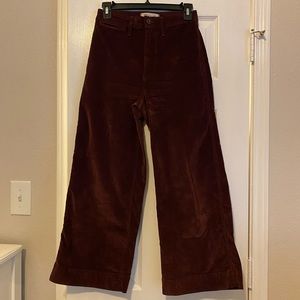 Madewell Emmett Wide-Leg Crop Pant in Velveteen